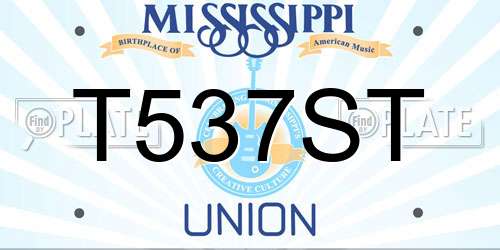 T537ST Mississippi License Plate