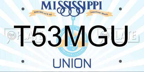 T53MGU Mississippi License Plate