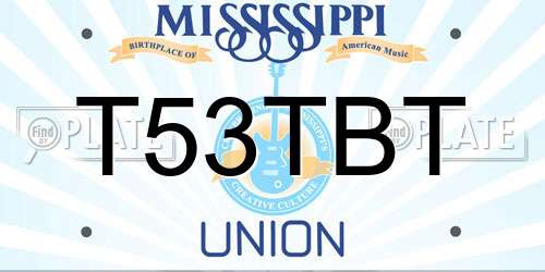 T53TBT Mississippi License Plate