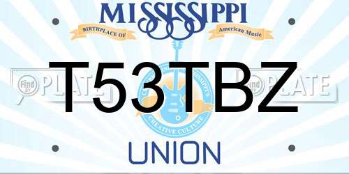 T53TBZ Mississippi License Plate