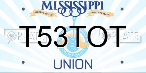 T53TOT Mississippi License Plate