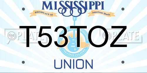T53TOZ Mississippi License Plate