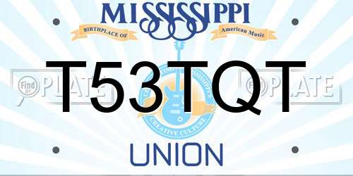 T53TQT Mississippi License Plate