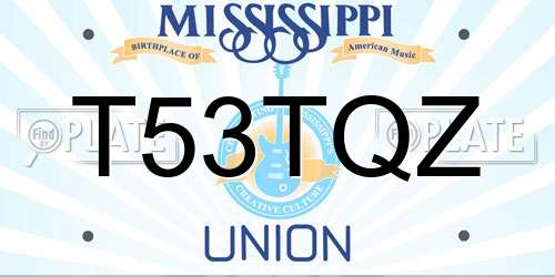 T53TQZ Mississippi License Plate