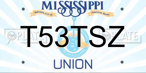 T53TSZ Mississippi License Plate