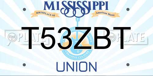 T53ZBT Mississippi License Plate