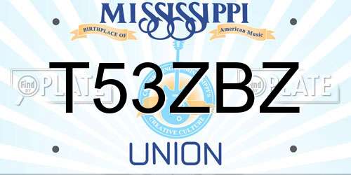 T53ZBZ Mississippi License Plate
