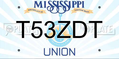 T53ZDT Mississippi License Plate
