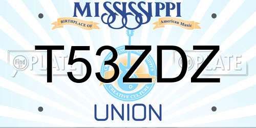 T53ZDZ Mississippi License Plate