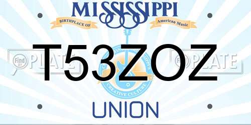 T53ZOZ Mississippi License Plate