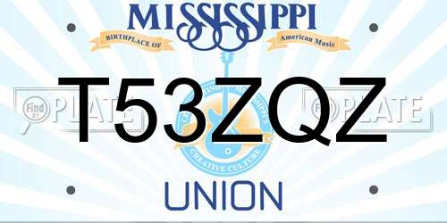 T53ZQZ Mississippi License Plate