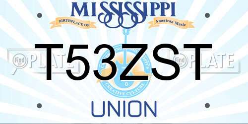 T53ZST Mississippi License Plate