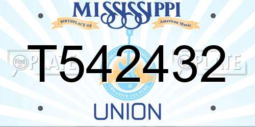T542432 Mississippi License Plate