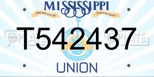 T542437 Mississippi License Plate