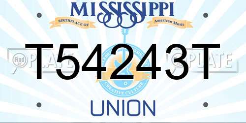 T54243T Mississippi License Plate