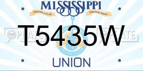 T5435W Mississippi License Plate