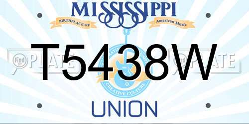 T5438W Mississippi License Plate
