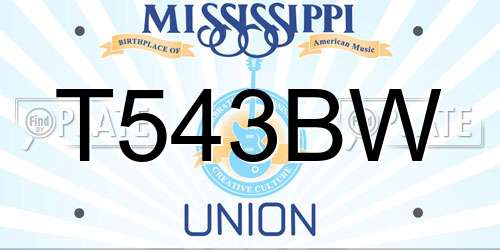 T543BW Mississippi License Plate