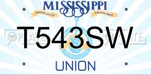 T543SW Mississippi License Plate
