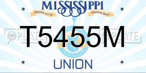 T5455M Mississippi License Plate