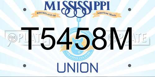 T5458M Mississippi License Plate