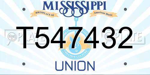 T547432 Mississippi License Plate