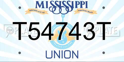 T54743T Mississippi License Plate