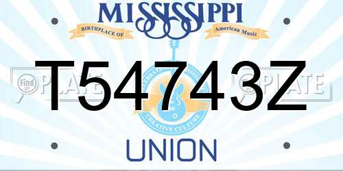 T54743Z Mississippi License Plate