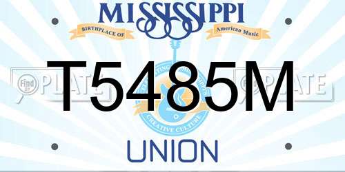 T5485M Mississippi License Plate