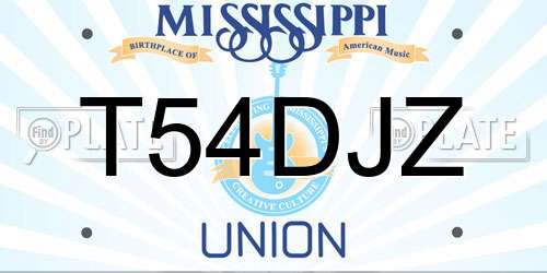 T54DJZ Mississippi License Plate