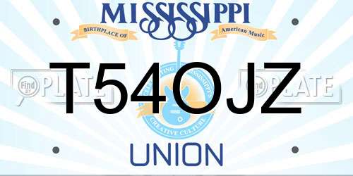 T54OJZ Mississippi License Plate