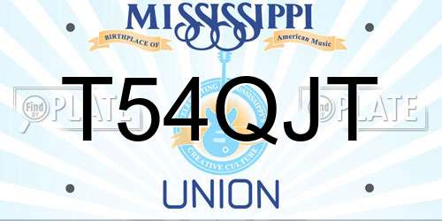 T54QJT Mississippi License Plate