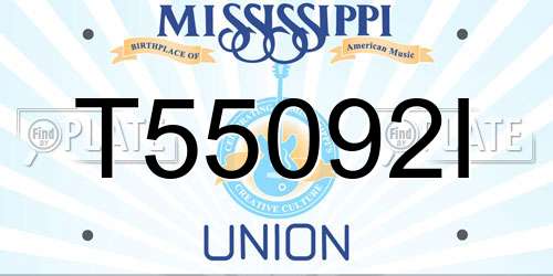 T55092I Mississippi License Plate