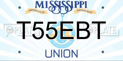 T55EBT Mississippi License Plate