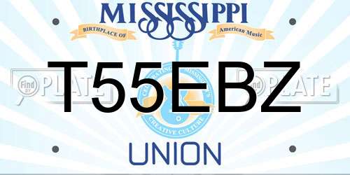 T55EBZ Mississippi License Plate