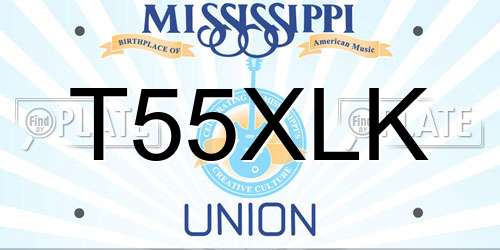 T55XLK Mississippi License Plate
