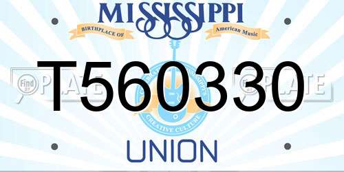 T560330 Mississippi License Plate