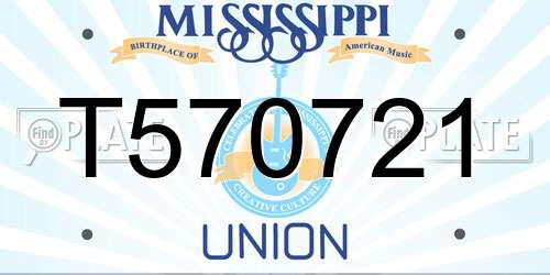 T570721 Mississippi License Plate