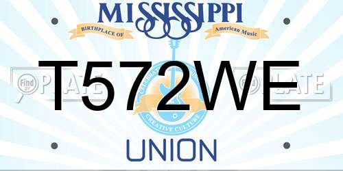T572WE Mississippi License Plate