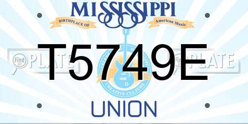 T5749E Mississippi License Plate