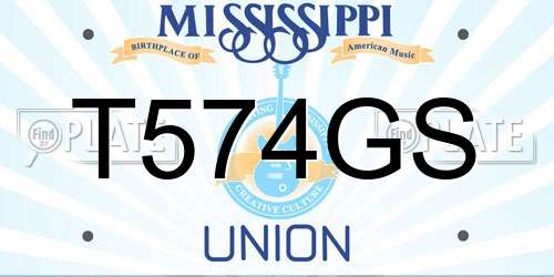 T574GS Mississippi License Plate