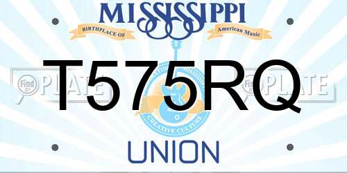 T575RQ Mississippi License Plate