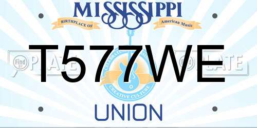 T577WE Mississippi License Plate