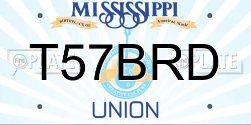 T57BRD Mississippi License Plate