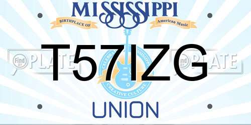 T57IZG Mississippi License Plate