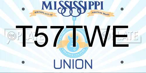 T57TWE Mississippi License Plate