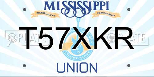 T57XKR Mississippi License Plate