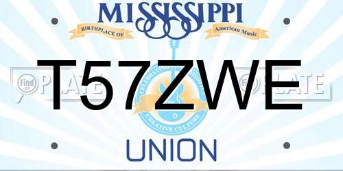 T57ZWE Mississippi License Plate