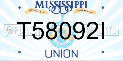 T58092I Mississippi License Plate