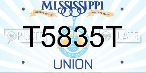 T5835T Mississippi License Plate
